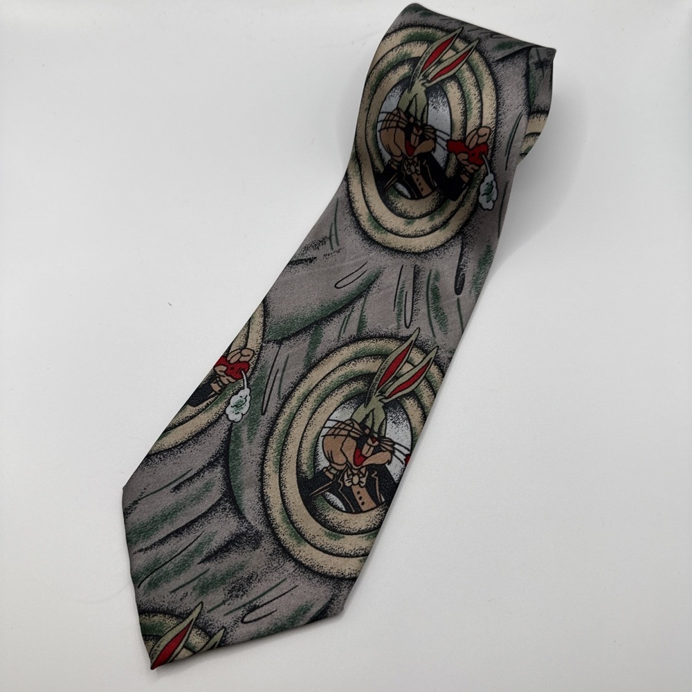 Rudia Bugs Bunny Looney Tunes Gold Cartoon Necktie Silk Men's Father's